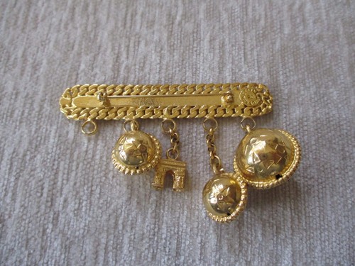 Vintage CELINE Made in Italy Balls & Arc Brooch Pin - Picture 2 of 23