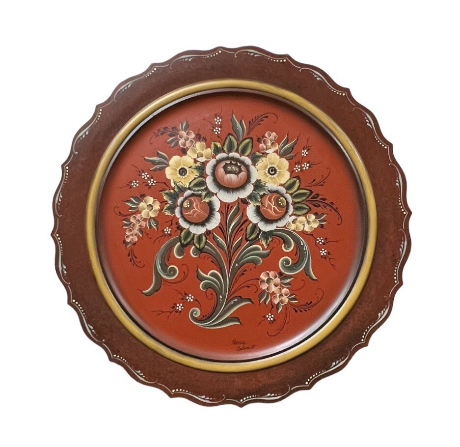 Nancy Schmidt Signed Norwegian Folk Art Rosemaled / Rosemaling 18