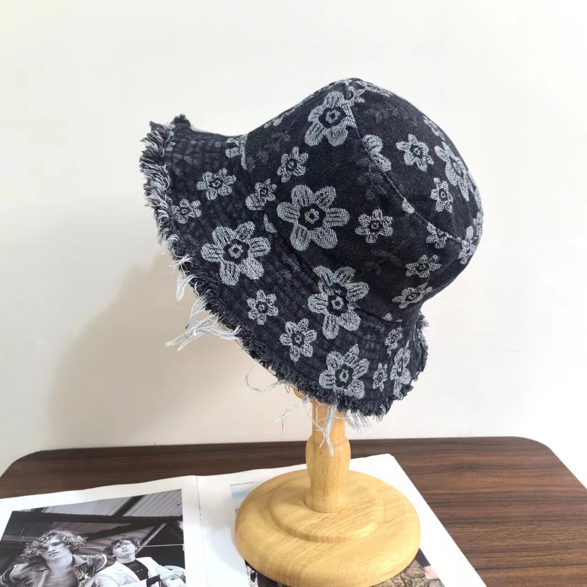 Vintage Denim Bucket Hat with Floral Embroidery and Mini Pocket 90s Toddler Nostalgia Denim Flower Hat - Etsy main image 3