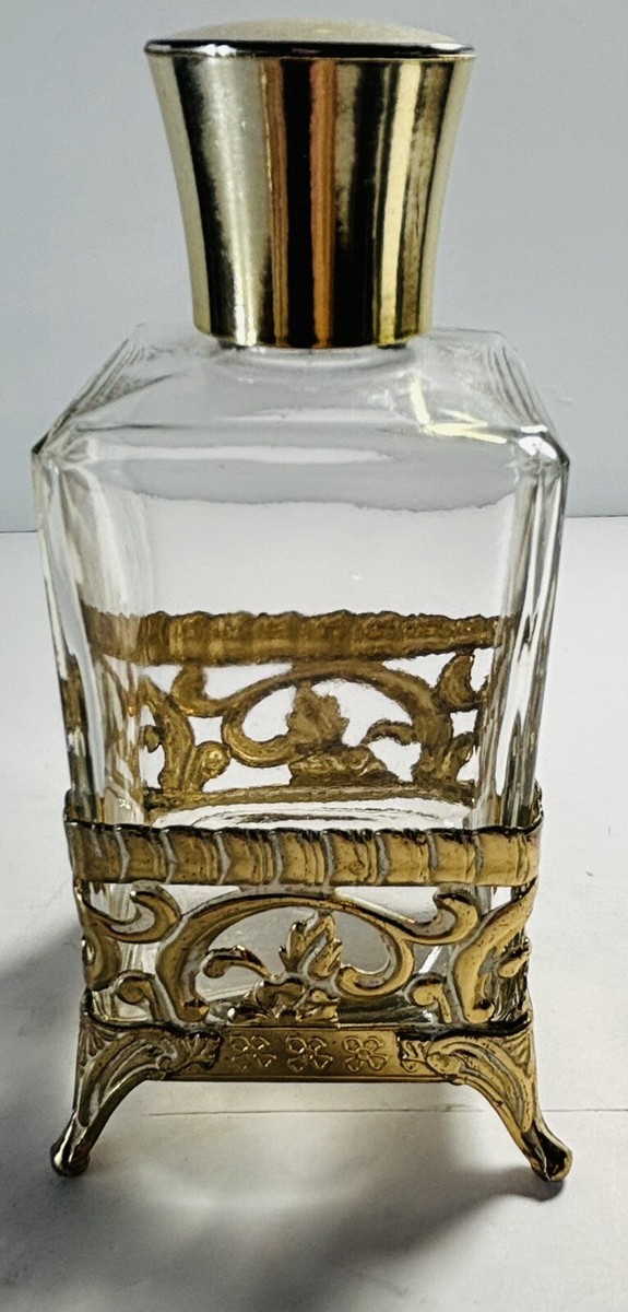 Vintage Perfume Bottle With Metal Base With Legs To Hold Bottle | eBay