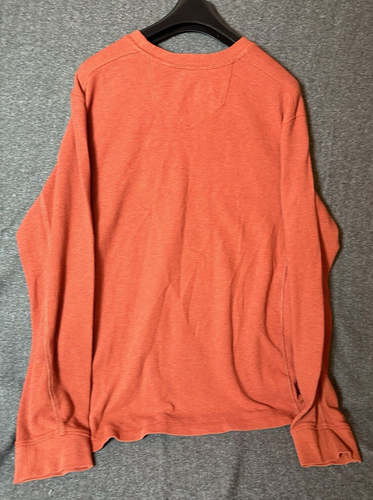Eddie Bauer Sweater Mens 2XL Orange Cotton Thermal Long Sleeve Crew Neck Logo - Picture 4 of 8