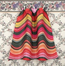 Issey Miyake Pleats Please Inspired Striped Wavy Pattern Colorful Wide Skirt