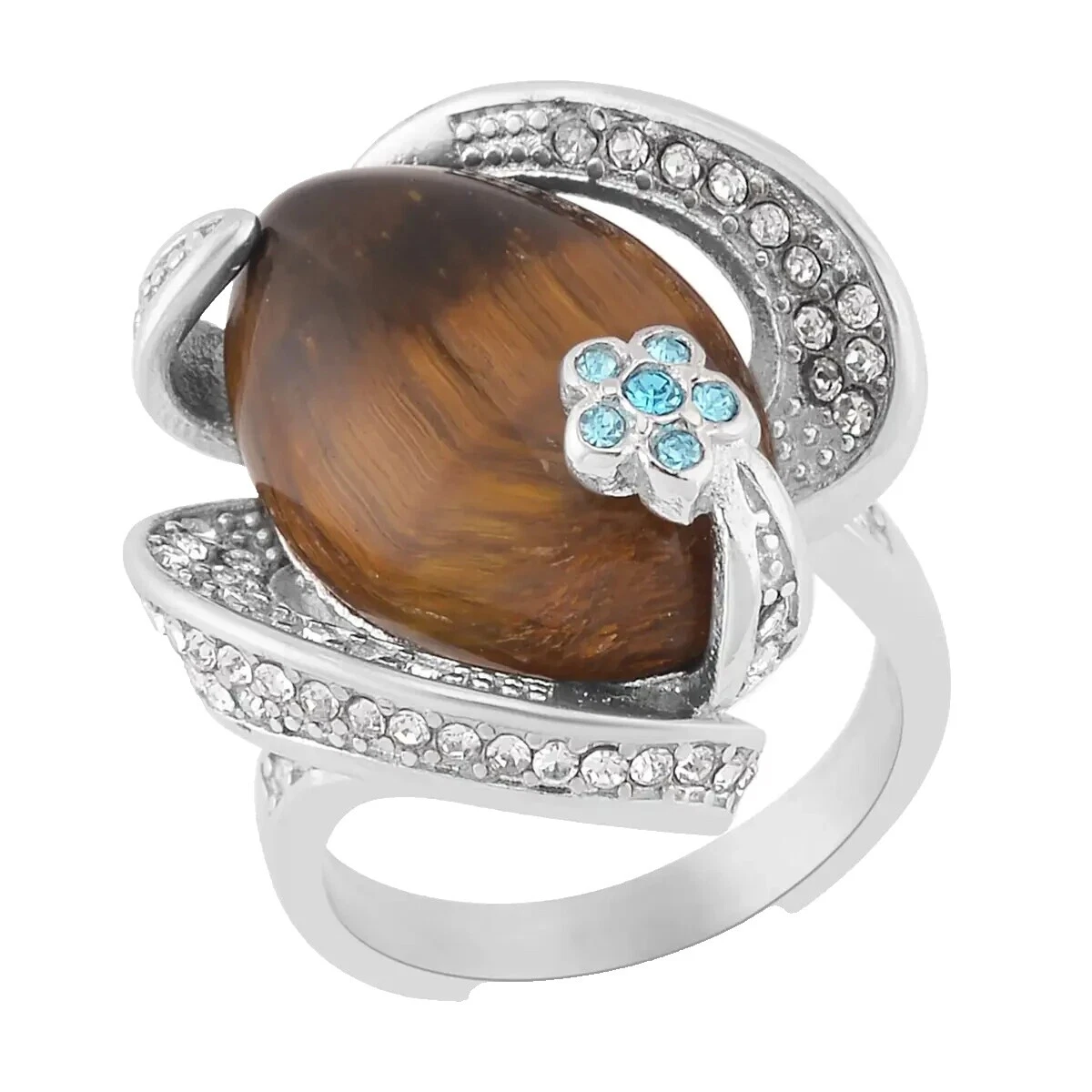 Olho-de-Tigre Branco Anéis Fashion