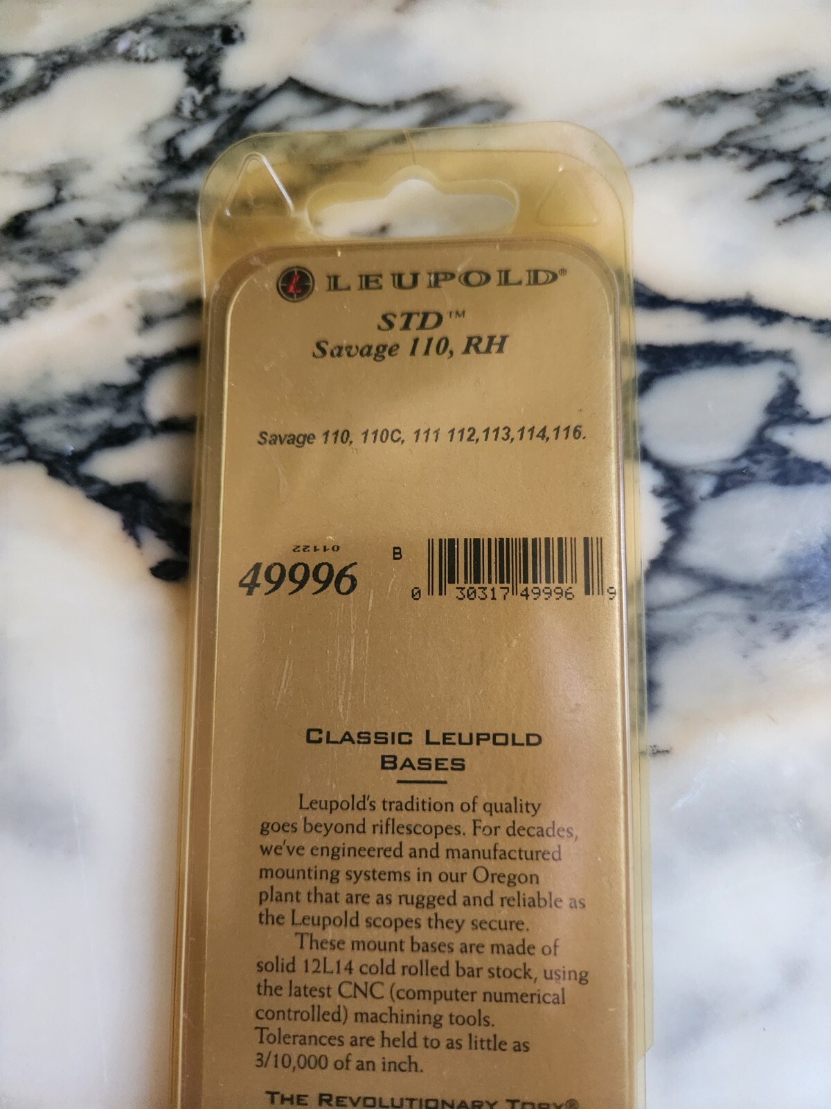 Leupold STD Savage 110, RH Mount Base With Screws, #49996, Gloss Black, USED !!!