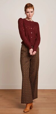 King Louie Wool Knit Jacket Red Bordeaux Ajour Knit Orcia 09057