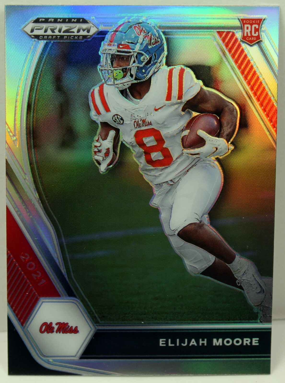 2021 Panini Prizm Draft Picks Silver Prizm Card #124 - Elijah Moore Rookie Jets