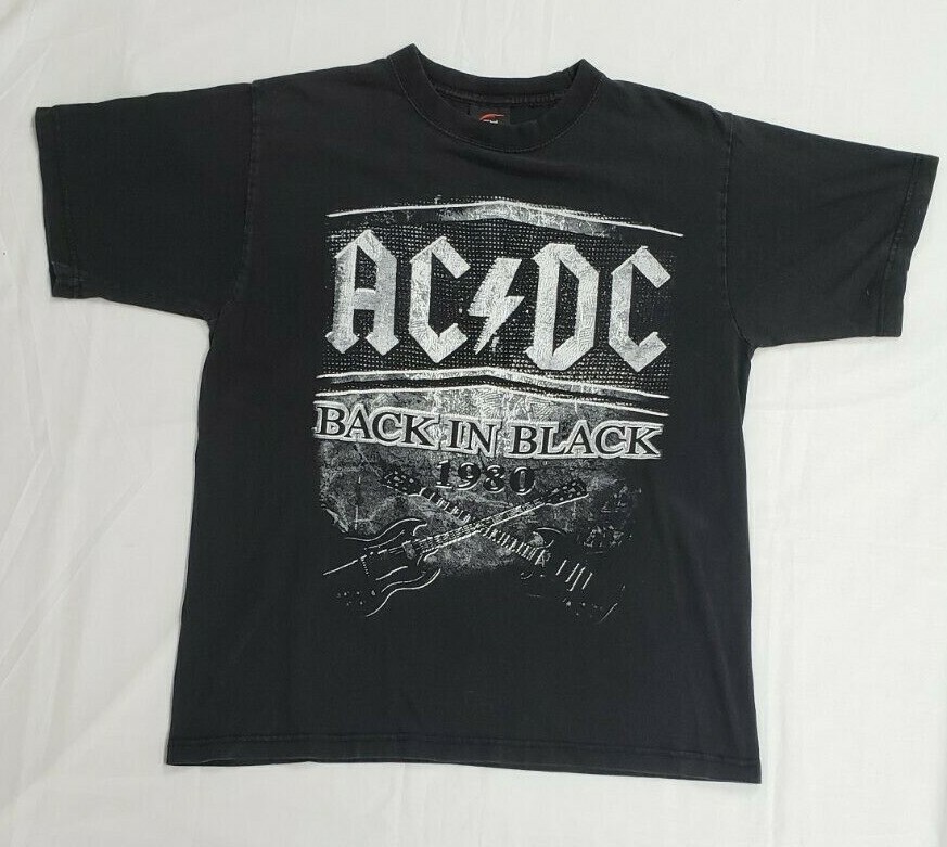 AC/DC Back in Black 1980 T-shirt Medium Heavy Metal Hard Rock Band 