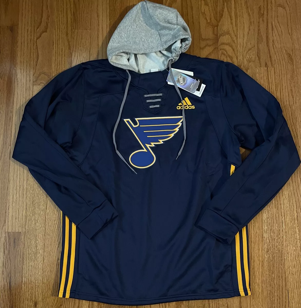 St. Louis Blues adidas Skate Lace AEROREADY Pullover Hoodie - Navy