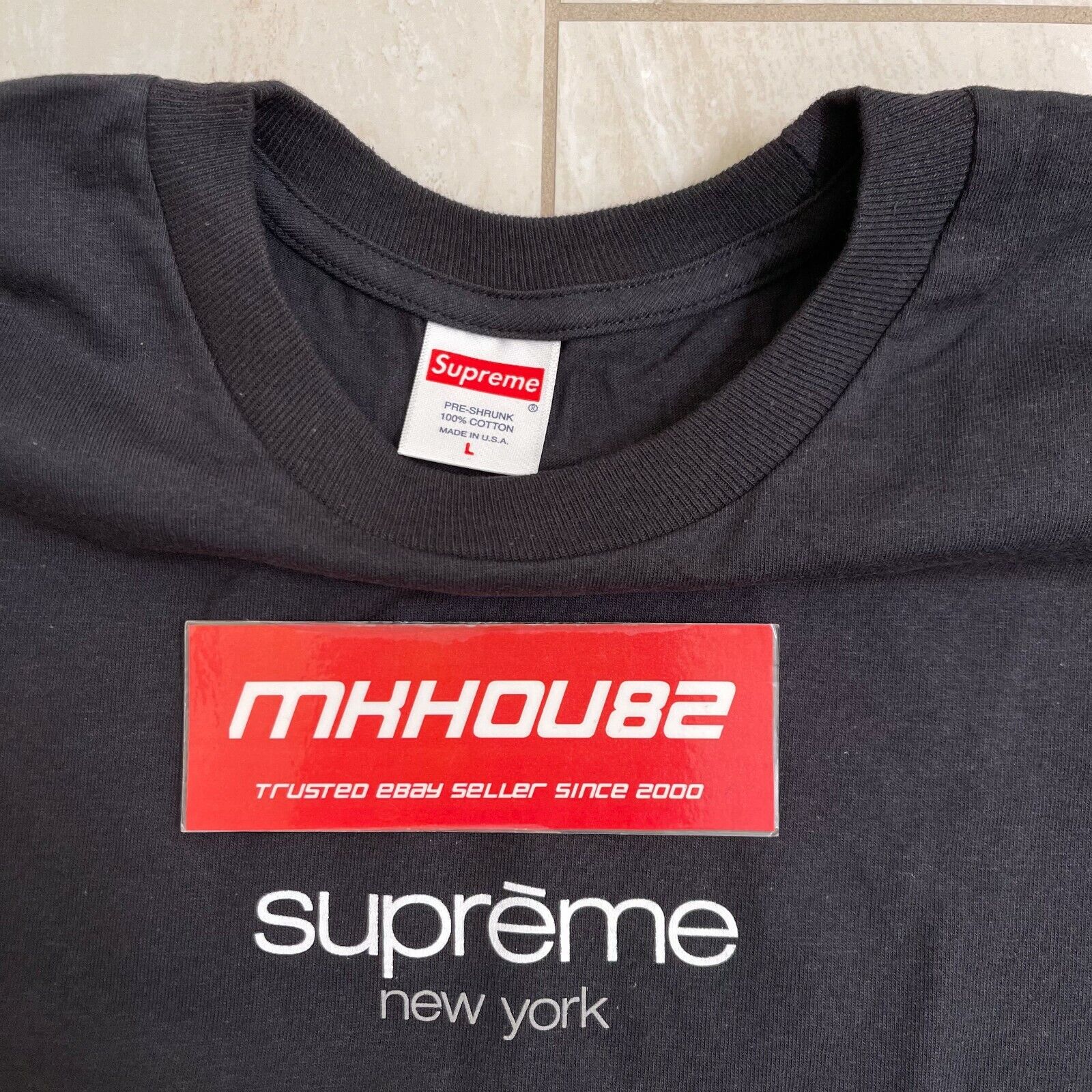 New Supreme Classic Logo Tee T-Shirt Black Spring Summer 2022 SS22