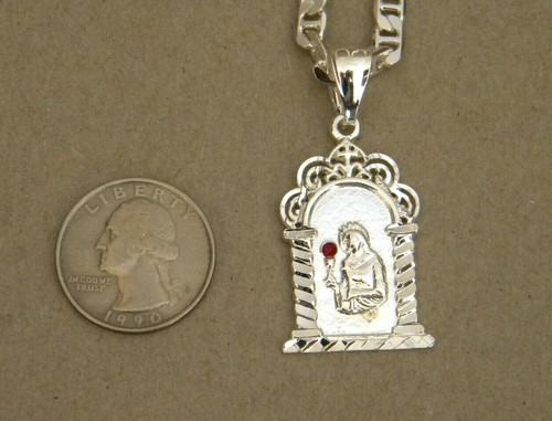 Lady's Silver Plated Santa Barbara CZ Charm & Mariner Chain 20in Long 4mm Wide - Picture 3 of 4