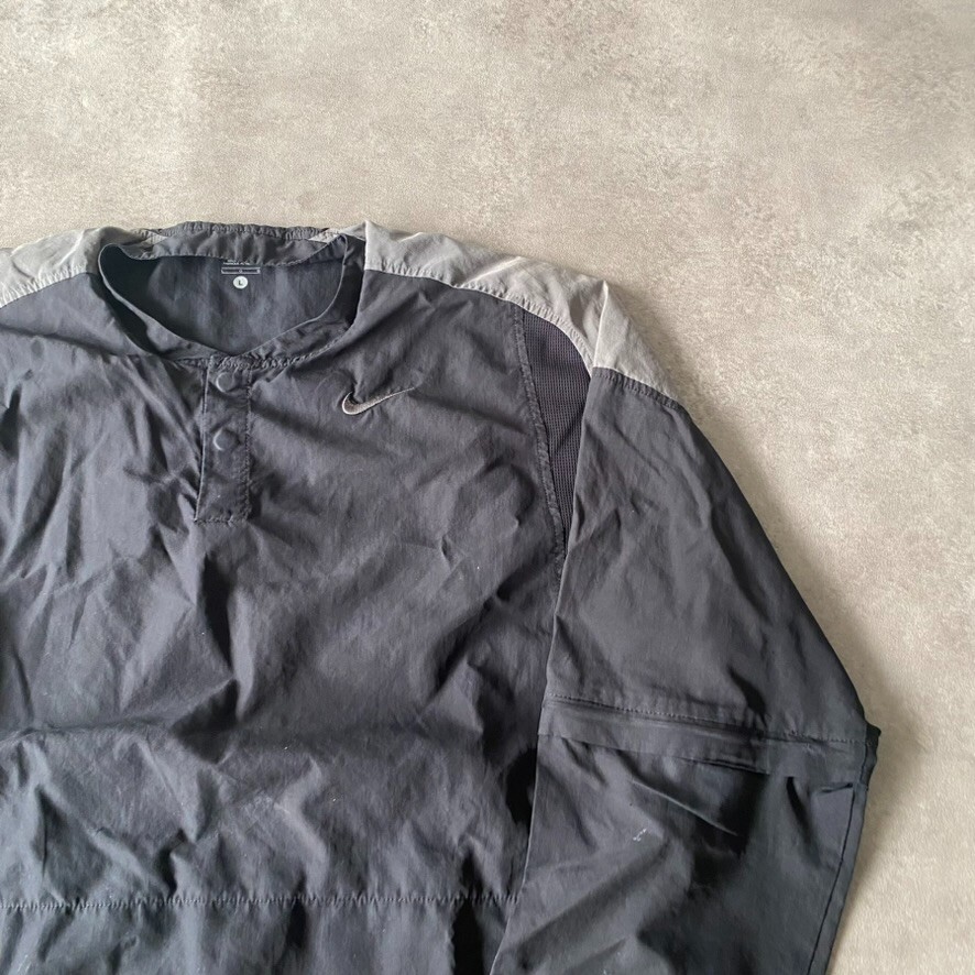 SACAI X NIKE Nike Anorak Giacca Uomo Grande Piccola Swoosh Snap Pull Over Mac Giacca a Vento Nero