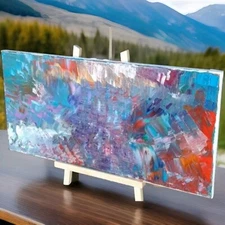 Modern Metallic Original Abstract (See Video) Acrylic Painting Canvas 10x20