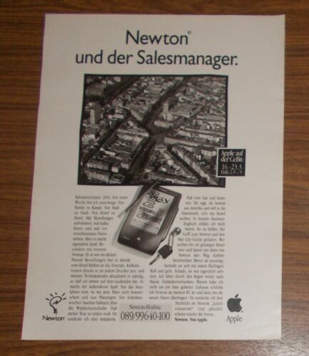 Seltene Werbung APPLE NEWTON MessagePad PDA - Der Salesmanager 1994 - Afbeelding 1 van 1