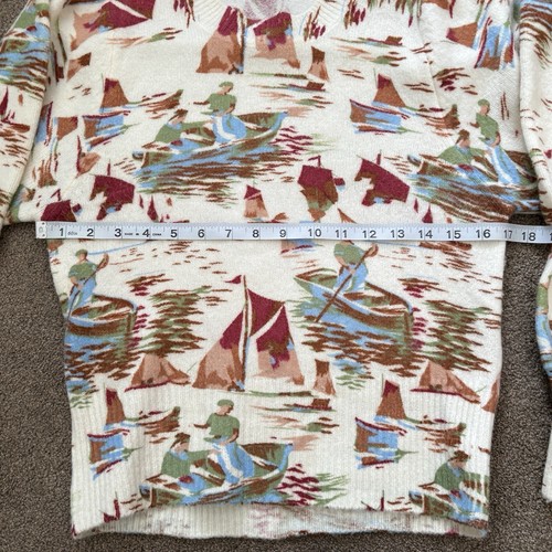 ZARA Art Painting Knit Pullover Wool Blend Basic Sweater Size S Sailor Artist - Picture 6 of 8