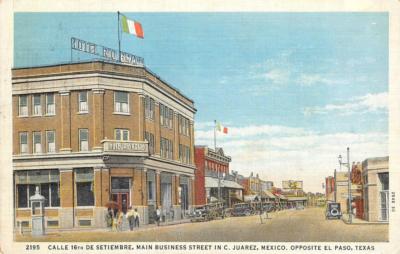 Calle 16th de Setiembre, C. Juarez, Mexico, Hotel Rio Bravo ca 1940s Postcard