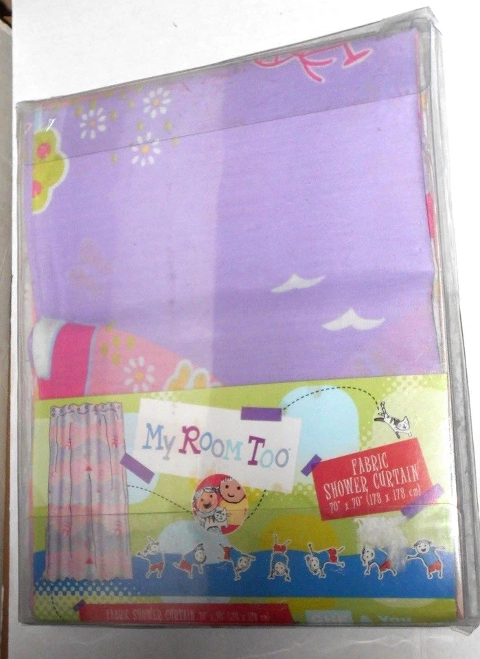 Linda cortina de ducha de tela rosa vintage rara My Room Too niñas niños 70"x70" difícil de encontrar Foto 3 de 3