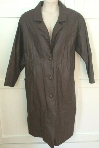 VINTAGE ROAMANS BROWN 100% LEATHER LINED/INSULATED FULL LENGTH COAT SIZE 1X