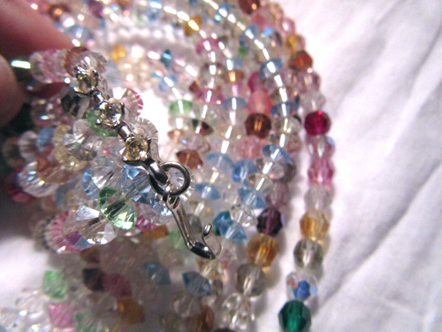 Coro Necklace Old Brilliant Pastel Multicolor Faceted Crystals Beads 1960's - Picture 7 of 10