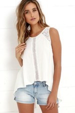 Lulu  s Anything is Possible Ivory Lace Top Small
