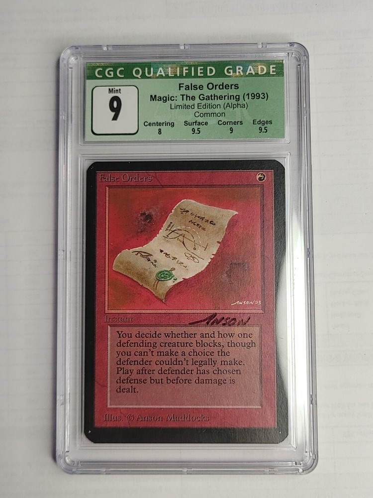 False Orders - CGC 9  - Alpha - Magic: The Gathering (MTG) Artist Signed!!!