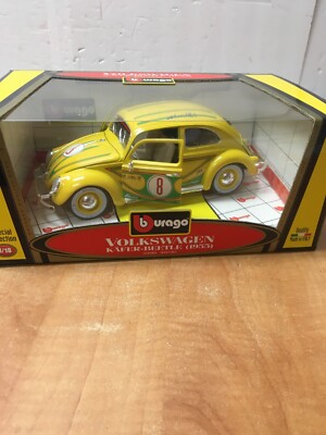 Burago 1955 Die Cast 1:18 Volkswagen Kafer Beetle Yellow  COD 30161 NIB