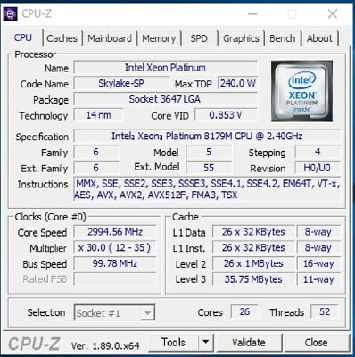 Intel Xeon Platinum 8179M SR3FZ 26C 2.4GHz LGA3647 240W Stronger