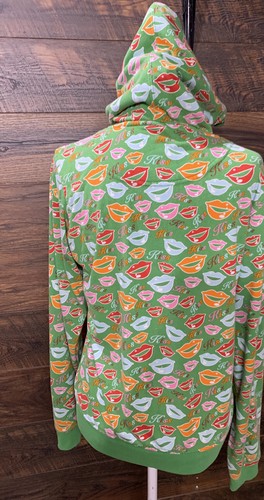 Vintage Raw Blue Jacket Lady Teen Full Zip Hoodie Size XL Kiss Lips Graphics - Picture 7 of 16