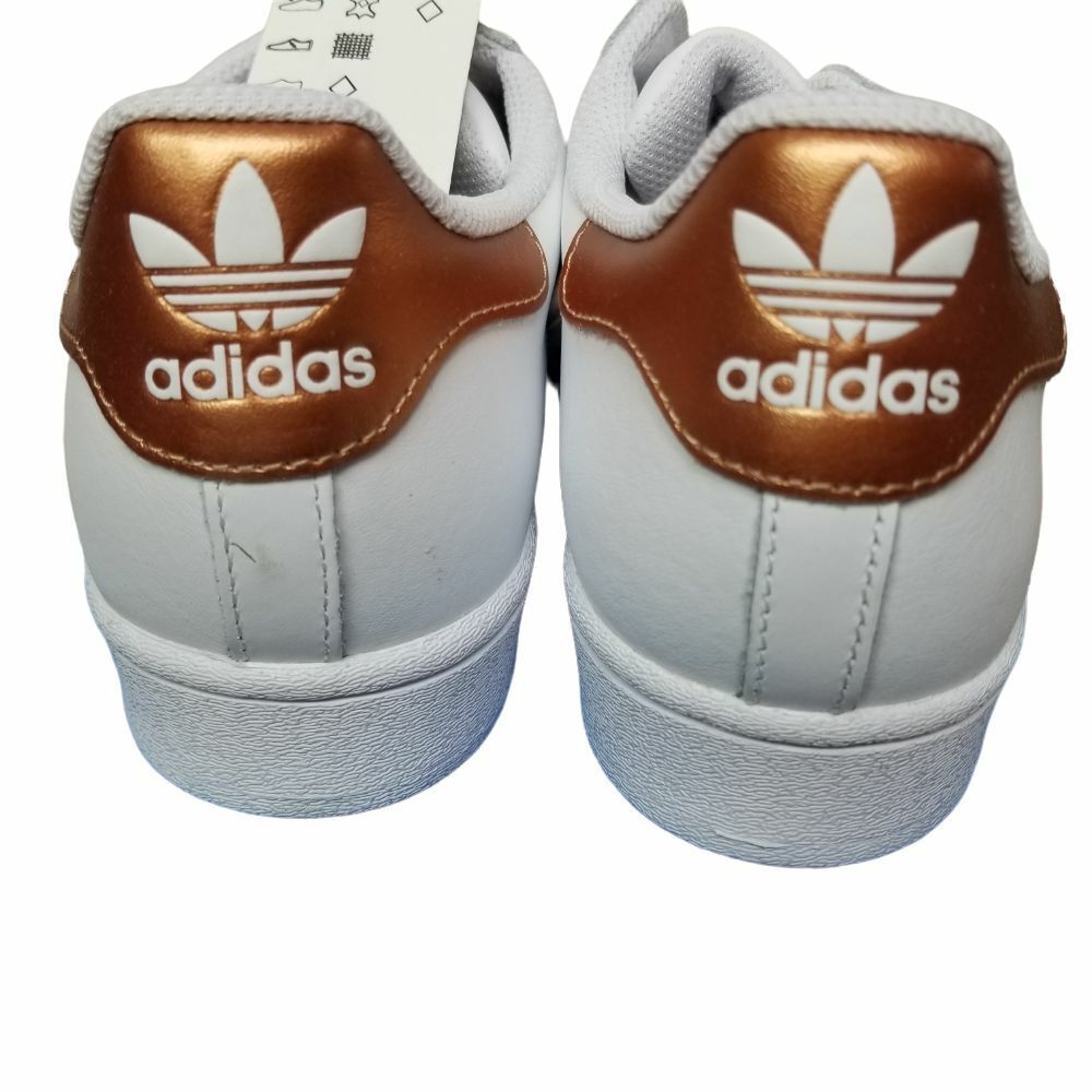 Adidas Womens 8.5 Cloud White Copper Leather Superstar Shoes 