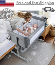 3 in 1 Baby Bassinet Bedside Sleeper, Adjustable Height Bedside Crib Portable