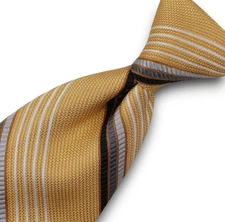 Robert Talbott Best of Class Silk Necktie Yellow White Gray Striped USA Designer