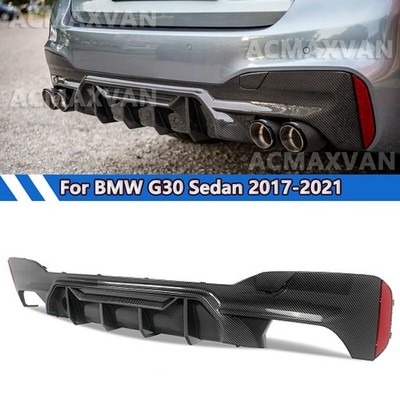 Carbon Look For 17-23 BMW G30 5 Series W/ M Sport Bumper M5 Style Rear Diffuser