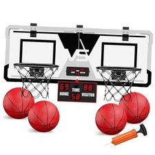 2 Player Basketball Game, Dual Shot Over The Door Mini black with scoreboard