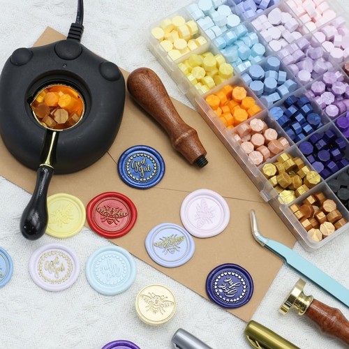Wax Seal Stemp Kit with 24 Colors Wax Seal Beads 624pcs, Electric WaxSeal War... - Picture 3 of 7