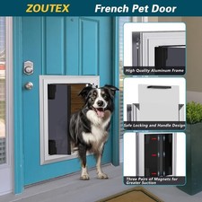 Large Dog Door, Energy Efficient French Doggy Door with Aluminum Frame - NIB