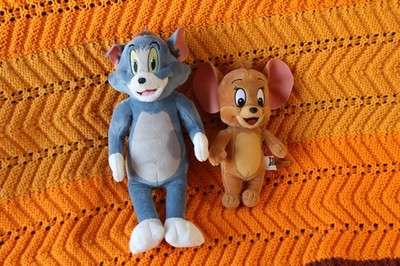 Tom & Jerry Cartoon Stuffed Animal Plush Set of 2 Snap Creative 12'' & 8'' Vintage