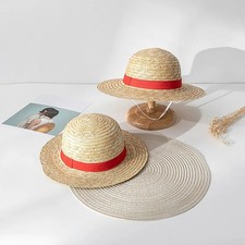 Luffy Straw Hat Cosplay Sun Hat Anime Summer Strawhats Halloween Hat 31cm