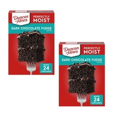  2 Pack  Duncan Hines Perfectly Moist Dark Chocolate Fudge Cake Mix, 15.25 oz