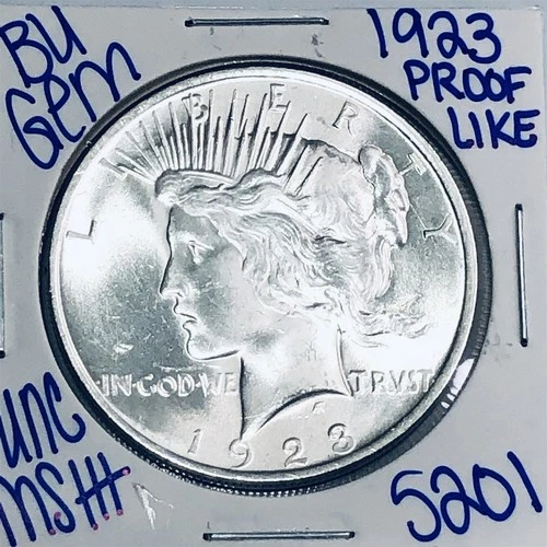 1923 BU UNCIRCULATED SILVER PEACE DOLLAR AUTHENTIC U.S. MINT FREE SHIPPING 5201