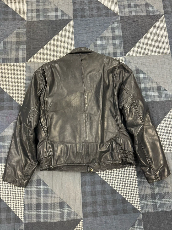 Jaqueta de couro vintage década de 1970 uniformes de couve Chicago polícia forrada falhas - Imagem 3 de 4