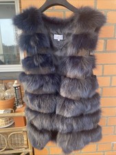 Fuchspelzweste Gr 38/40 Damenweste , Echter Pelz In Blau, Modern