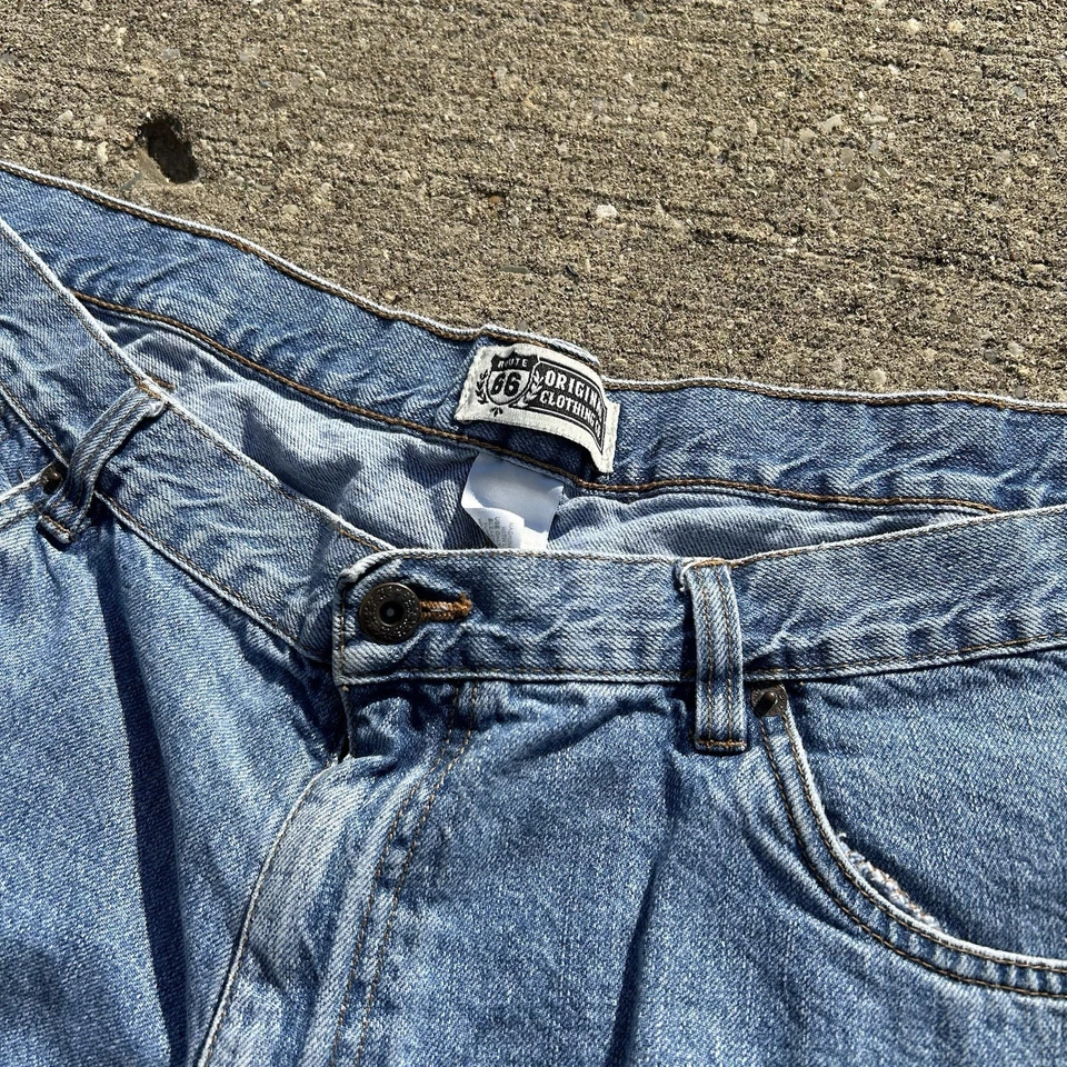 Pantalones cortos de mezclilla para hombre Route 66 talla 44 100 % algodón lavado medio estilo de colección Foto 2 de 3