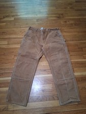 Vintage Carhartt Double Knee Pants 38x30 Distressed Thrashed Made in USA Tan