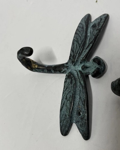 2er Set Metall Libellenhaken Garderobe Handtuchhänger - Patina messingfarben - Bild 7 von 7