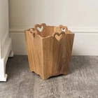 Mango Wood Bin With Heart Cut Out waste bin paper bin home decor