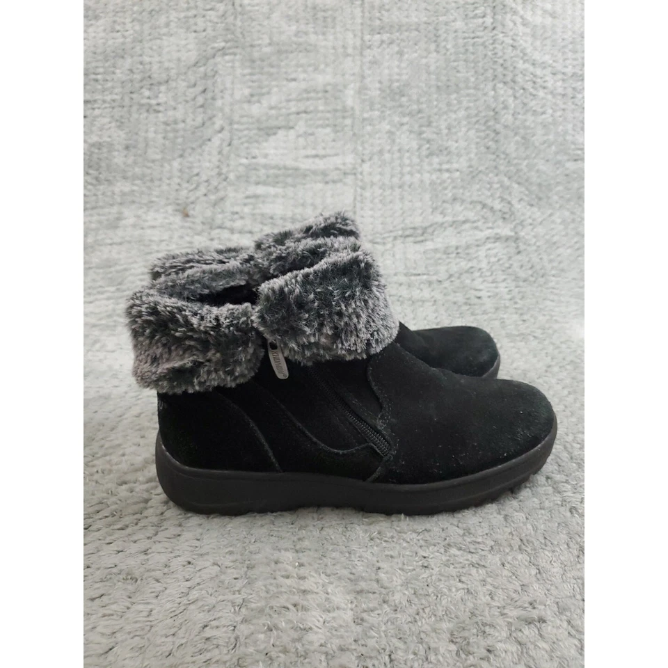 Sale Khomeu Ankle Boots Womens Size 8 M Black Leather Faux Fur Trim Side Zip - Image 4 of 4