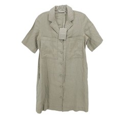 NWT EVERLANE The Linen Workwear Dress Shirtdress Seagrass Mini Size XXS