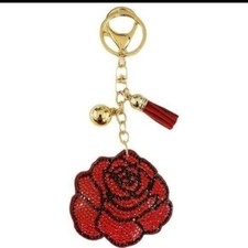 ROSE Rhinestone Puffy Purse Charm/Keyring