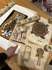 Papyrus 3x - Bild Katze- Inkl. Papprohre Ägyptische Art