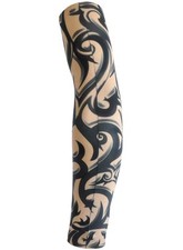 Black Tribal Temporary Press-On Tattoo Full Arm Sleeve, Large, Asymmetrical