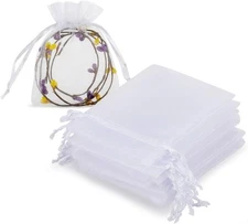 HRX Package 100pcs White Organza Jewelry Bags 100 Count (Pack of 1), 